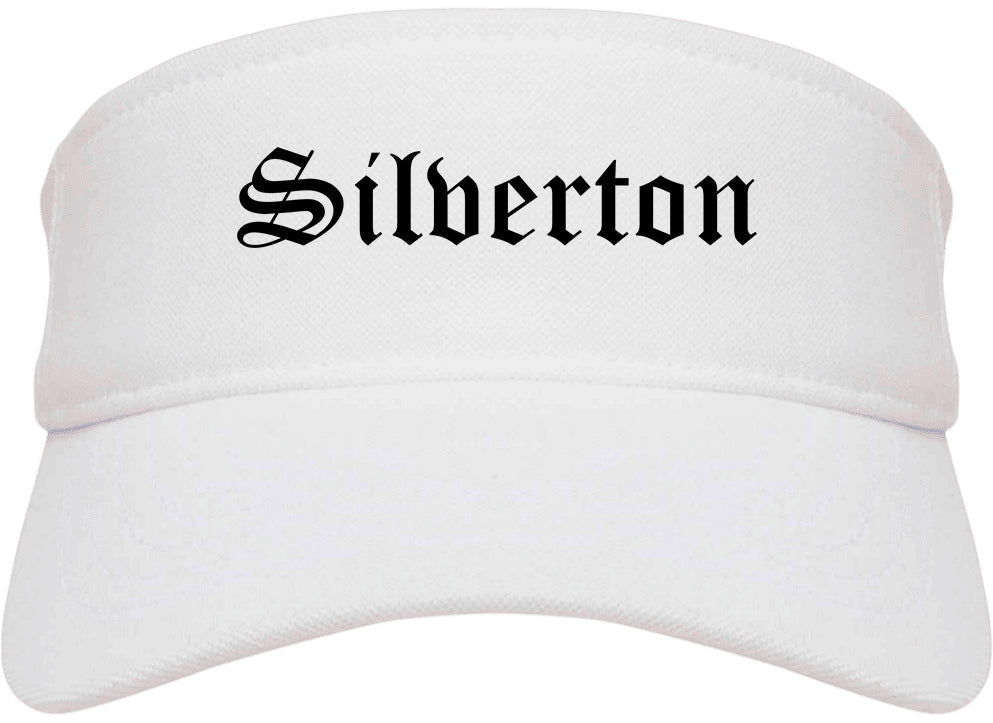 Silverton Ohio OH Old English Mens Visor Cap Hat White