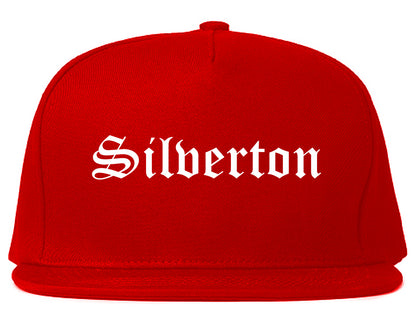 Silverton Oregon OR Old English Mens Snapback Hat Red