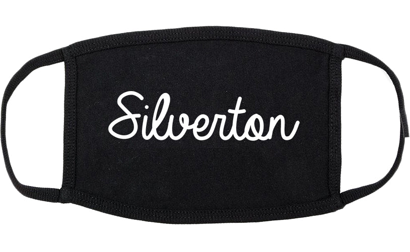 Silverton Oregon OR Script Cotton Face Mask Black