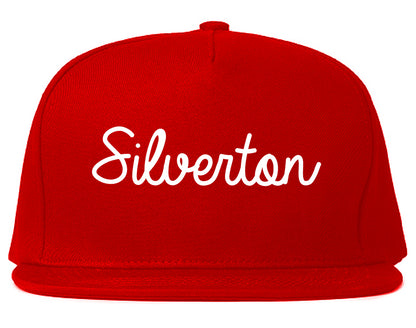 Silverton Oregon OR Script Mens Snapback Hat Red