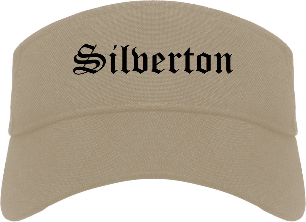 Silverton Oregon OR Old English Mens Visor Cap Hat Khaki