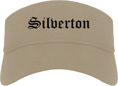 Silverton Oregon OR Old English Mens Visor Cap Hat Khaki