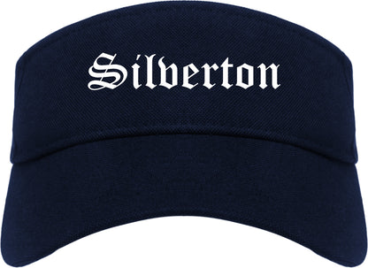Silverton Oregon OR Old English Mens Visor Cap Hat Navy Blue