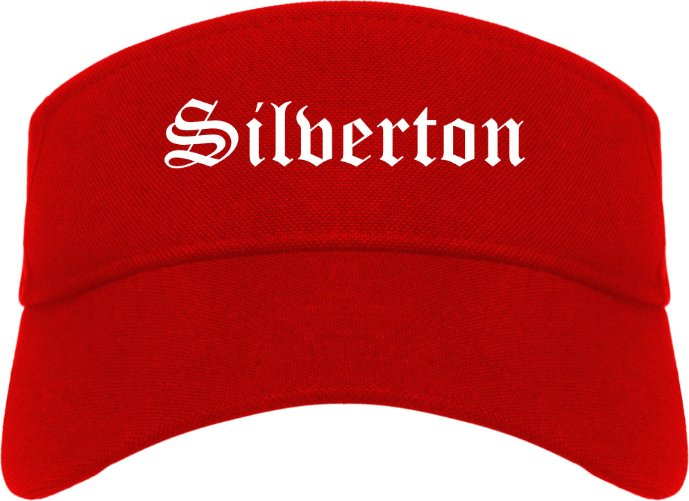 Silverton Oregon OR Old English Mens Visor Cap Hat Red