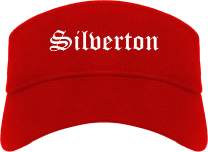 Silverton Oregon OR Old English Mens Visor Cap Hat Red