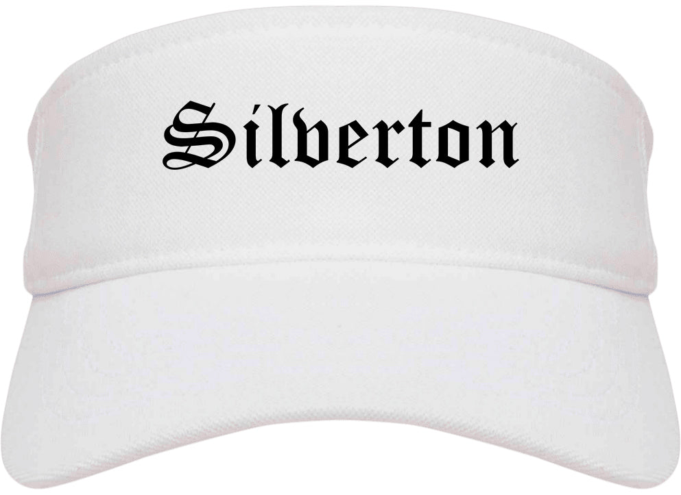 Silverton Oregon OR Old English Mens Visor Cap Hat White