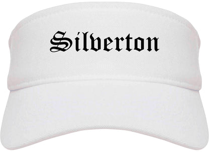 Silverton Oregon OR Old English Mens Visor Cap Hat White
