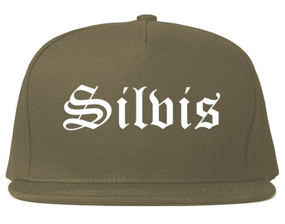 Silvis Illinois IL Old English Mens Snapback Hat Grey