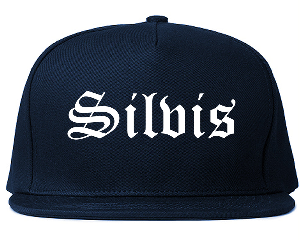 Silvis Illinois IL Old English Mens Snapback Hat Navy Blue
