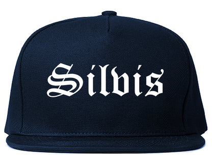 Silvis Illinois IL Old English Mens Snapback Hat Navy Blue