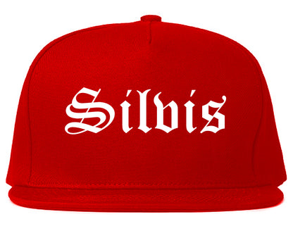 Silvis Illinois IL Old English Mens Snapback Hat Red