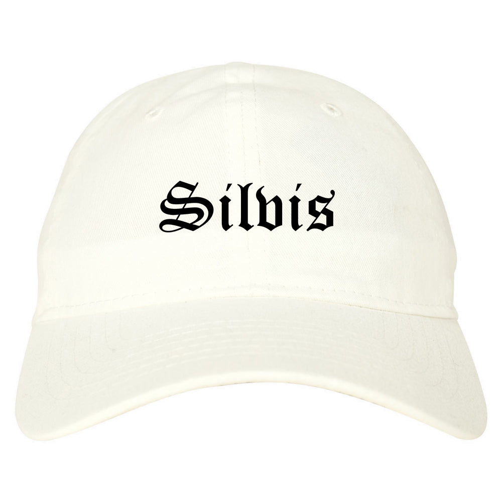 Silvis Illinois IL Old English Mens Dad Hat Baseball Cap White