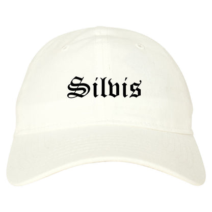 Silvis Illinois IL Old English Mens Dad Hat Baseball Cap White