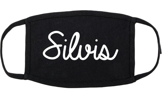 Silvis Illinois IL Script Cotton Face Mask Black