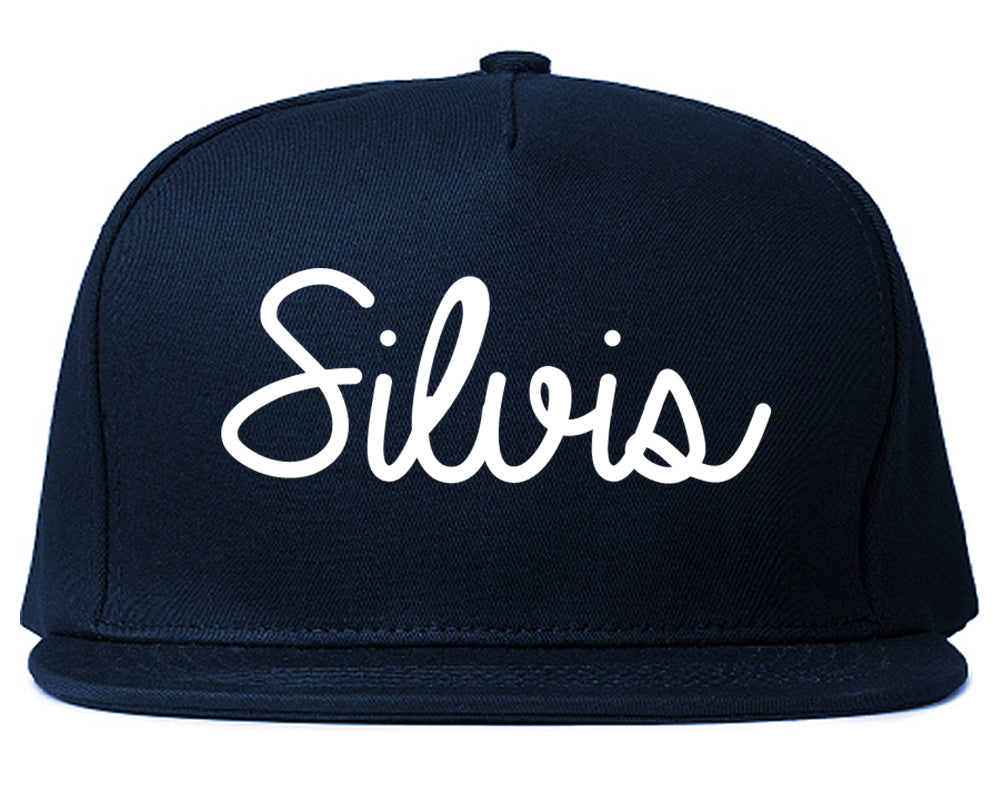 Silvis Illinois IL Script Mens Snapback Hat Navy Blue