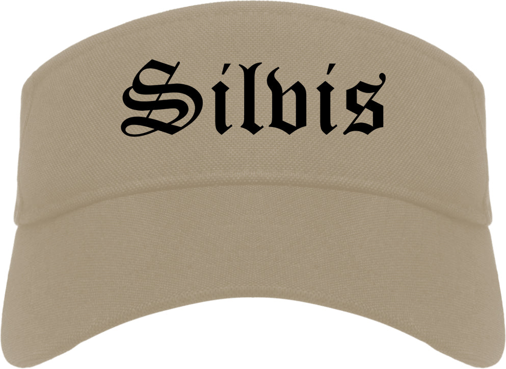 Silvis Illinois IL Old English Mens Visor Cap Hat Khaki