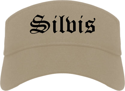 Silvis Illinois IL Old English Mens Visor Cap Hat Khaki