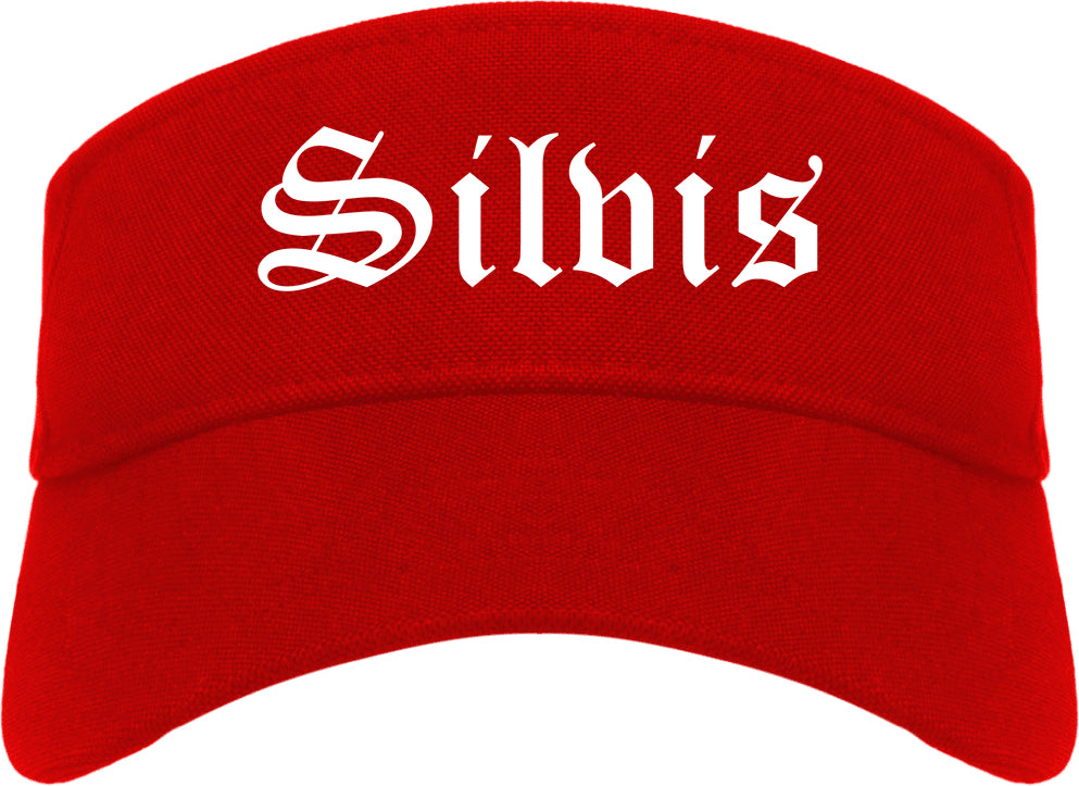 Silvis Illinois IL Old English Mens Visor Cap Hat Red