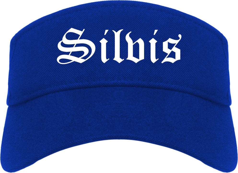 Silvis Illinois IL Old English Mens Visor Cap Hat Royal Blue