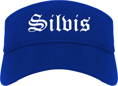Silvis Illinois IL Old English Mens Visor Cap Hat Royal Blue