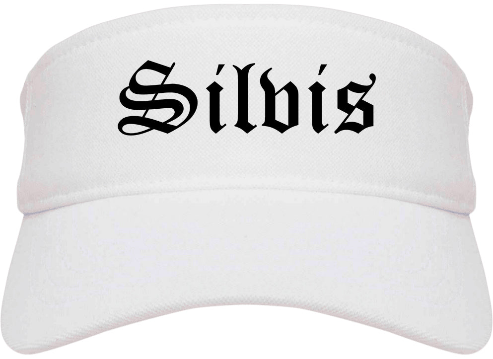 Silvis Illinois IL Old English Mens Visor Cap Hat White
