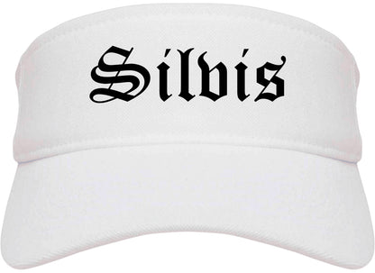 Silvis Illinois IL Old English Mens Visor Cap Hat White