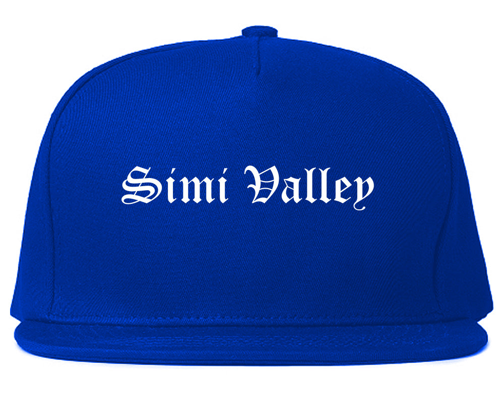 Simi Valley California CA Old English Mens Snapback Hat Royal Blue