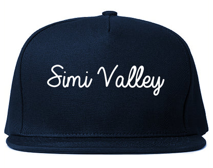 Simi Valley California CA Script Mens Snapback Hat Navy Blue