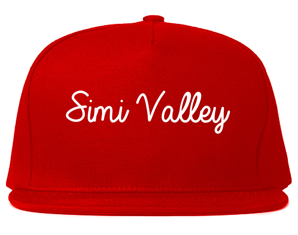 Simi Valley California CA Script Mens Snapback Hat Red