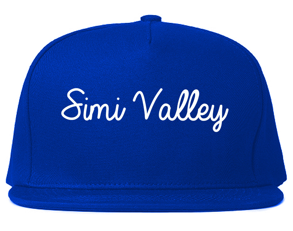 Simi Valley California CA Script Mens Snapback Hat Royal Blue