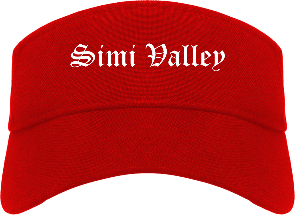 Simi Valley California CA Old English Mens Visor Cap Hat Red