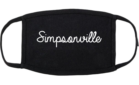 Simpsonville South Carolina SC Script Cotton Face Mask Black