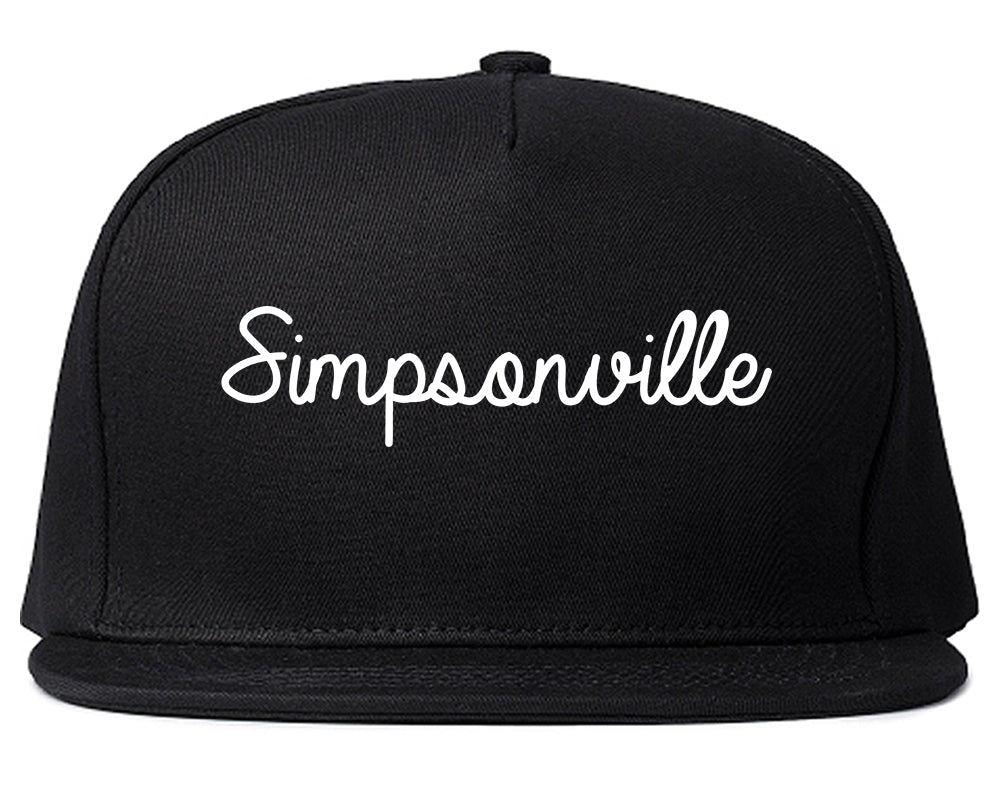 Simpsonville South Carolina SC Script Mens Snapback Hat Black