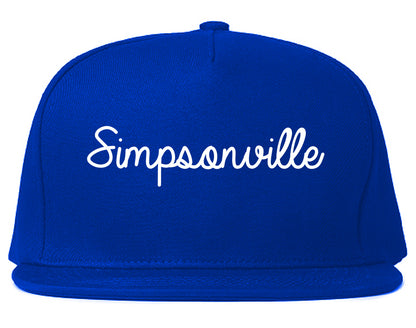 Simpsonville South Carolina SC Script Mens Snapback Hat Royal Blue