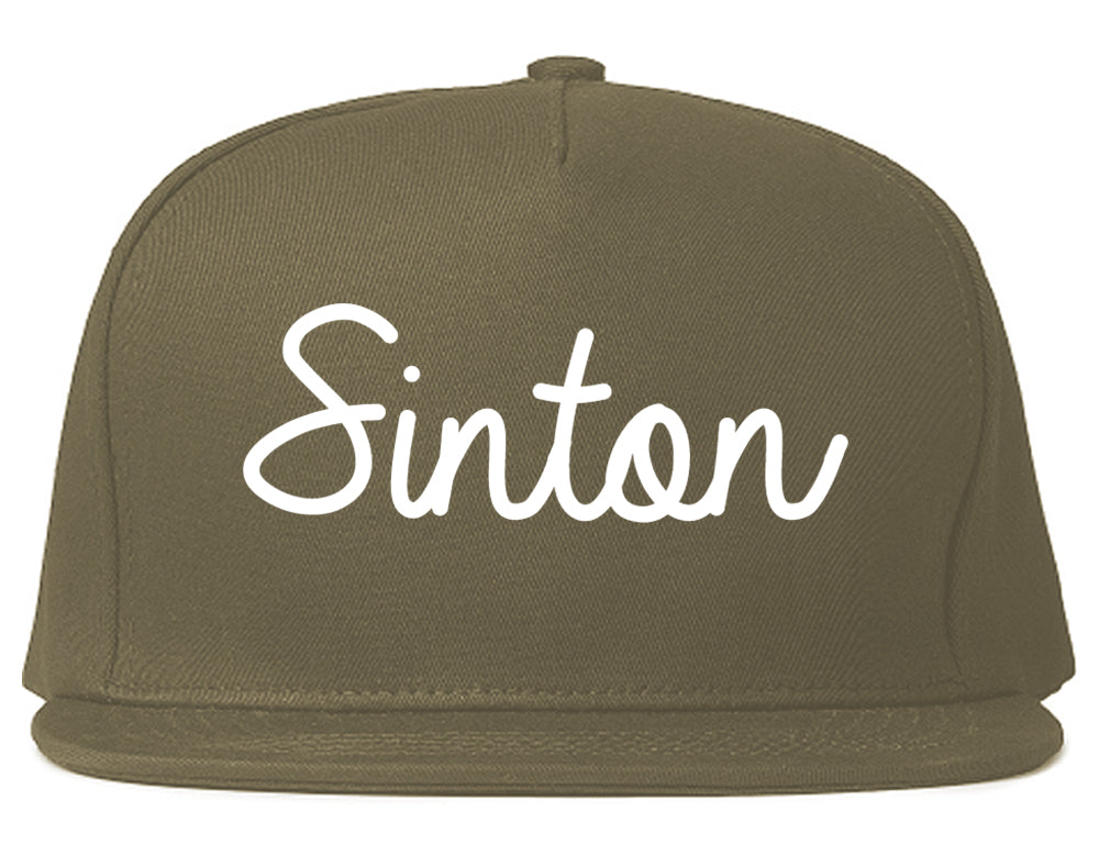 Sinton Texas TX Script Mens Snapback Hat Grey