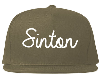 Sinton Texas TX Script Mens Snapback Hat Grey