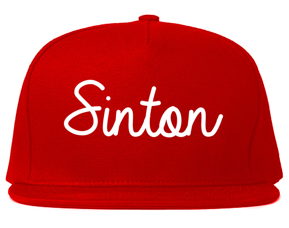Sinton Texas TX Script Mens Snapback Hat Red