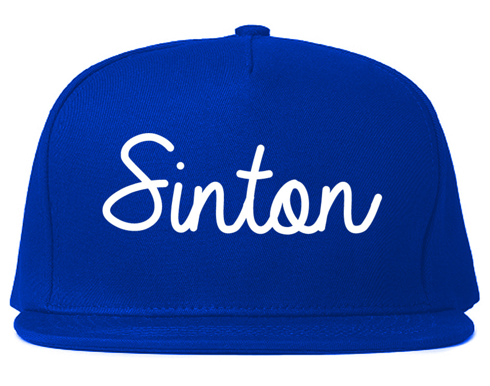 Sinton Texas TX Script Mens Snapback Hat Royal Blue
