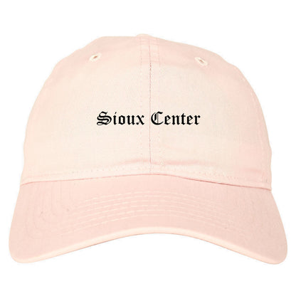 Sioux Center Iowa IA Old English Mens Dad Hat Baseball Cap Pink