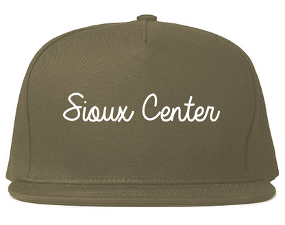 Sioux Center Iowa IA Script Mens Snapback Hat Grey