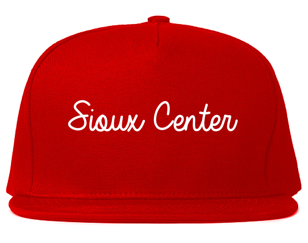 Sioux Center Iowa IA Script Mens Snapback Hat Red