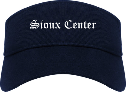 Sioux Center Iowa IA Old English Mens Visor Cap Hat Navy Blue