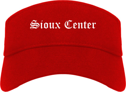 Sioux Center Iowa IA Old English Mens Visor Cap Hat Red