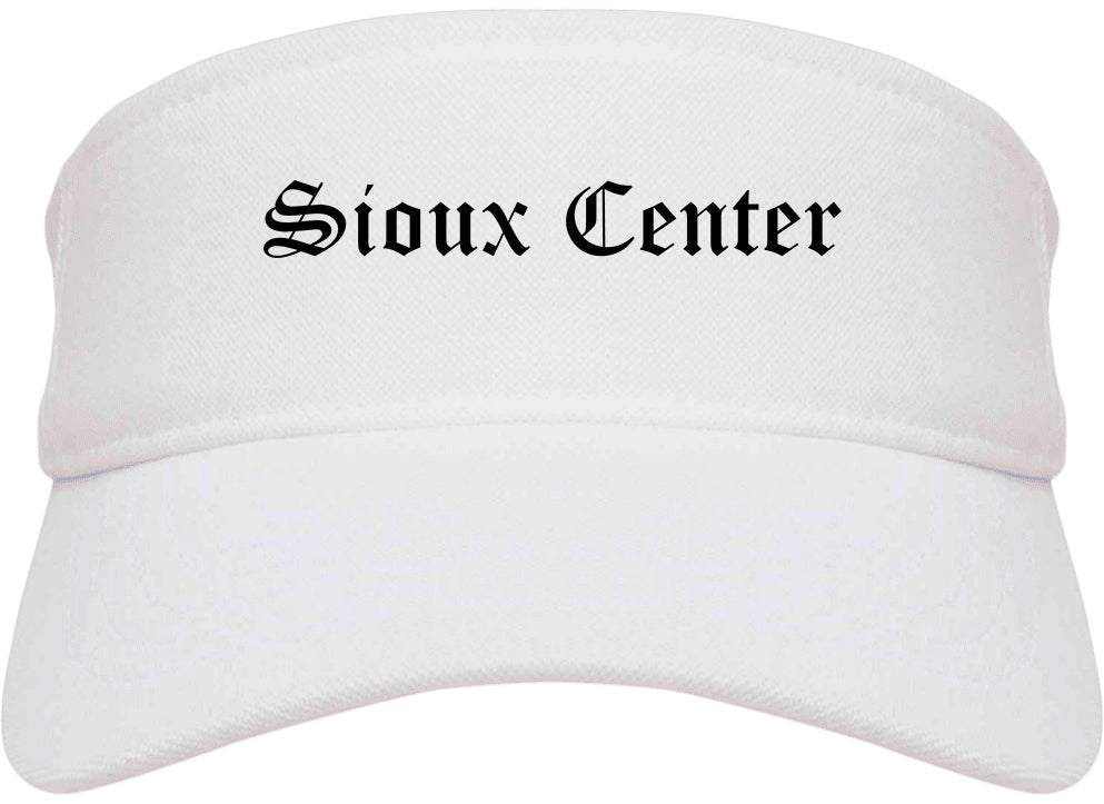 Sioux Center Iowa IA Old English Mens Visor Cap Hat White