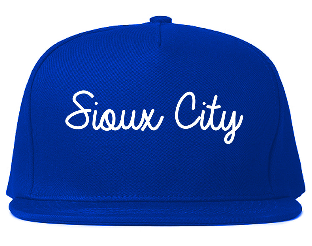Sioux City Iowa IA Script Mens Snapback Hat Royal Blue