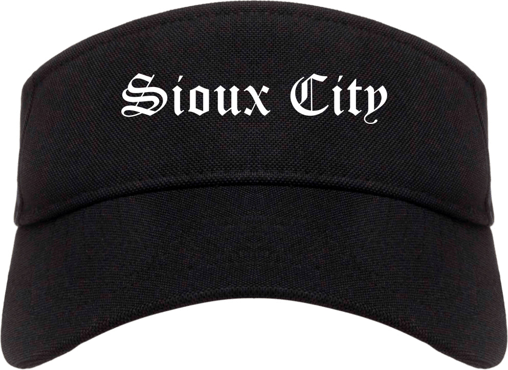 Sioux City Iowa IA Old English Mens Visor Cap Hat Black