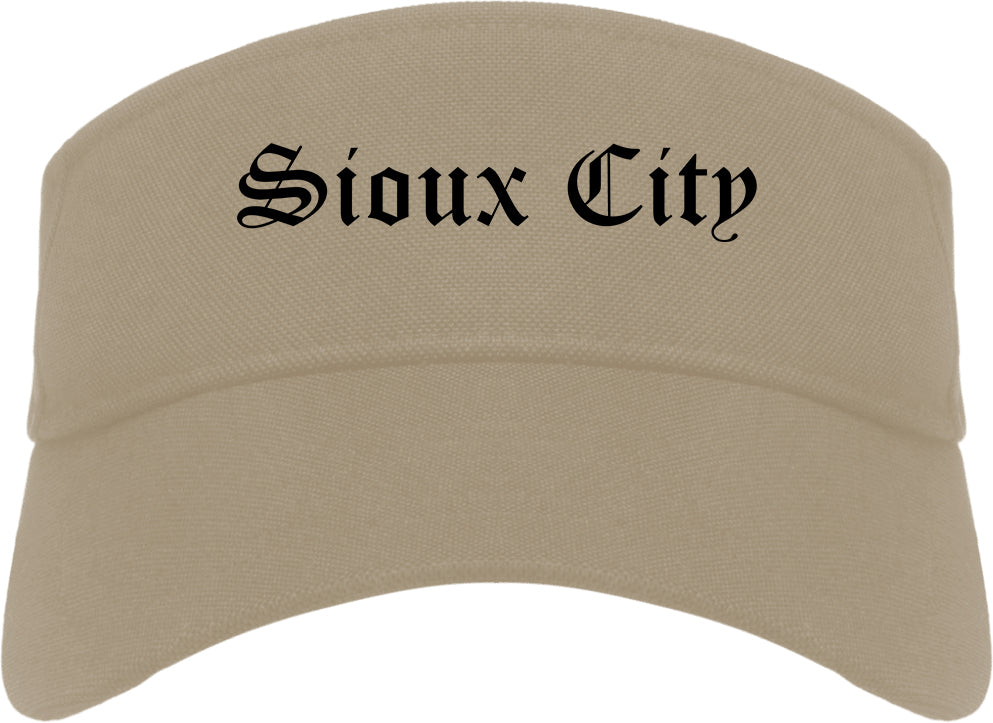 Sioux City Iowa IA Old English Mens Visor Cap Hat Khaki