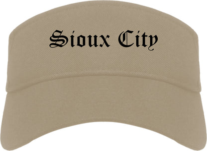 Sioux City Iowa IA Old English Mens Visor Cap Hat Khaki