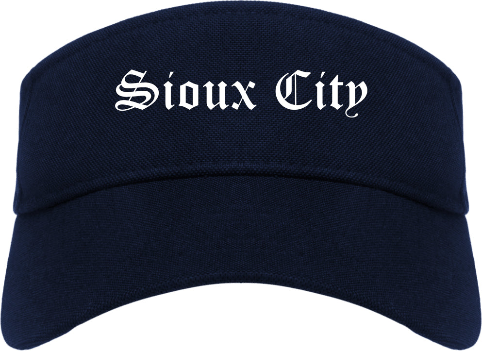 Sioux City Iowa IA Old English Mens Visor Cap Hat Navy Blue