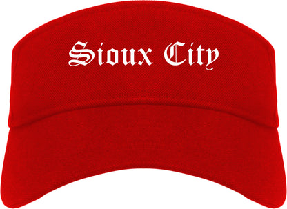 Sioux City Iowa IA Old English Mens Visor Cap Hat Red